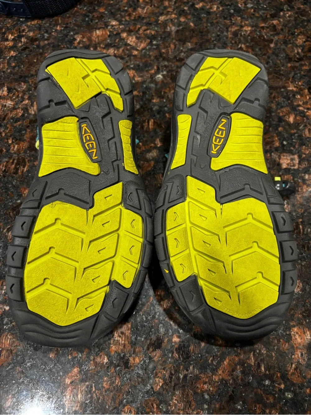 Keen Teal and Yellow Kids Closed-Toe Outdoor Sandals